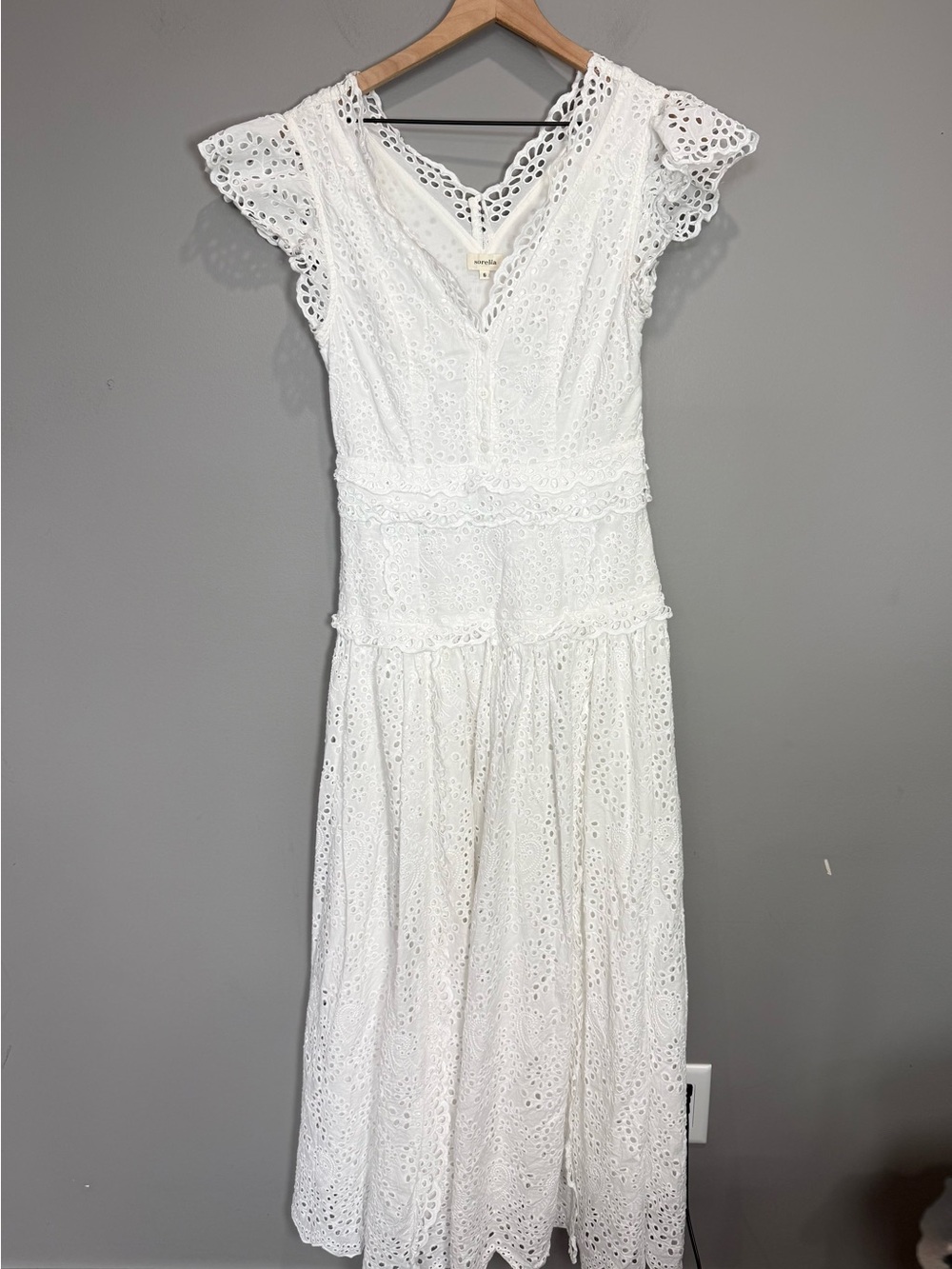 Sorella White Eyelet Midi Dress Size 6‎ Sorority Rush Bridal Shower Cottagecore